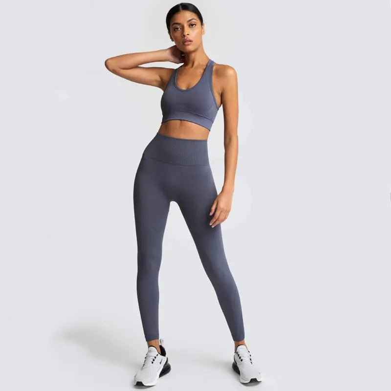 Gym Clothes Set for Women - 2-Piece Push-Up Yoga Bra & High Waist Leggings in 12 Colors