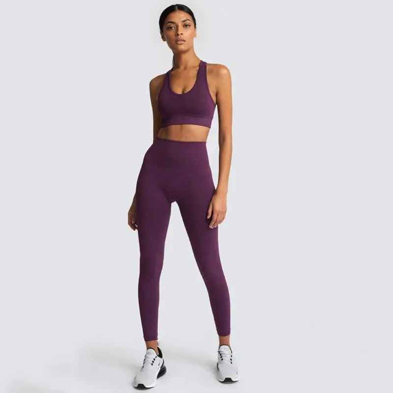 Gym Clothes Set for Women - 2-Piece Push-Up Yoga Bra & High Waist Leggings in 12 Colors