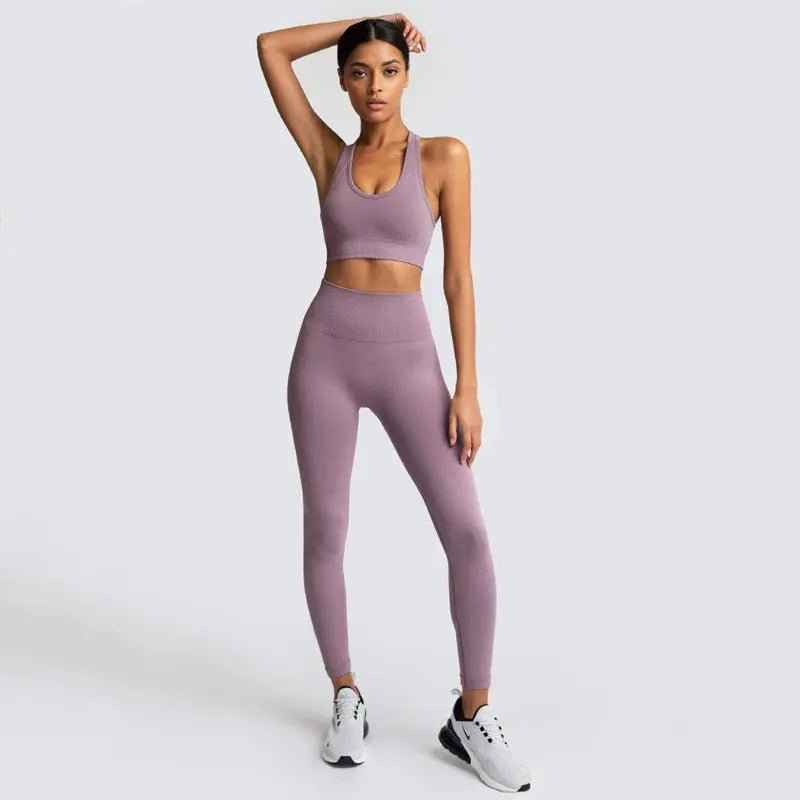 Gym Clothes Set for Women - 2-Piece Push-Up Yoga Bra & High Waist Leggings in 12 Colors