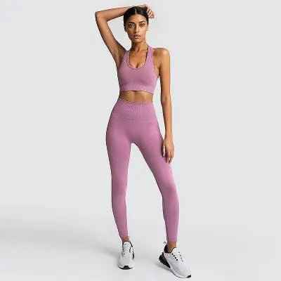 Gym Clothes Set for Women - 2-Piece Push-Up Yoga Bra & High Waist Leggings in 12 Colors