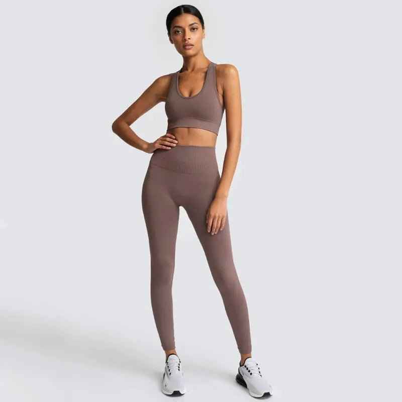 Gym Clothes Set for Women - 2-Piece Push-Up Yoga Bra & High Waist Leggings in 12 Colors