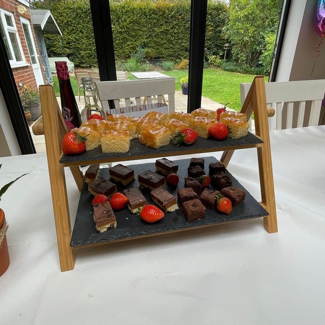 2 Tier Cake Stand Wedding Tiered Serving Stand Afternoon Tea Jubilee Party Slate Bamboo Van Gogh