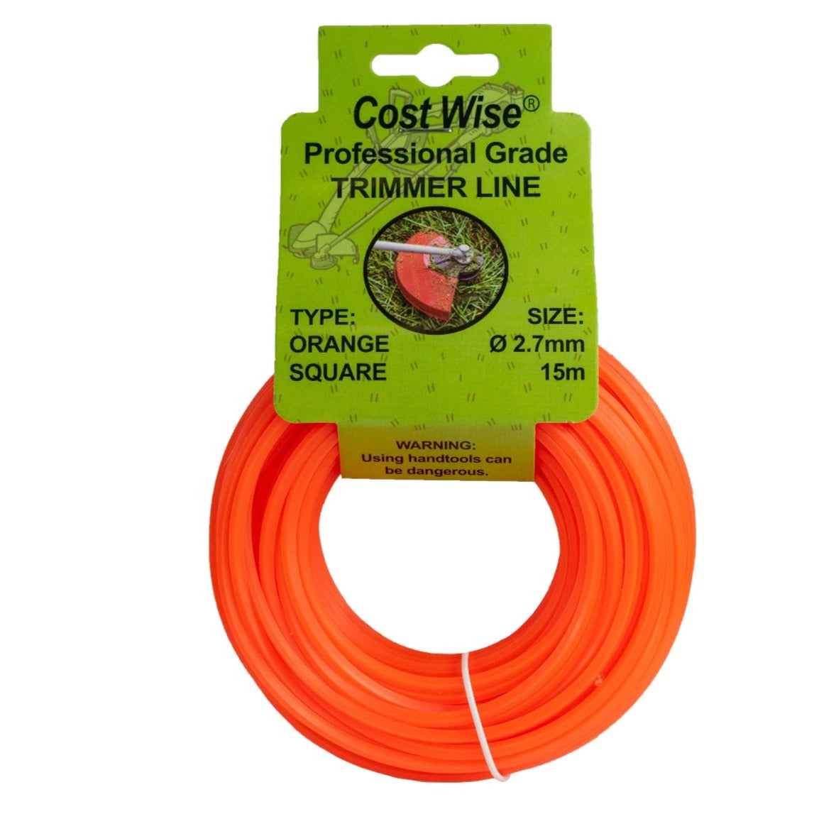 Strimmer Line Orange Square 2.7mm x 15m DIY Tool Accessory Home and Garden Use