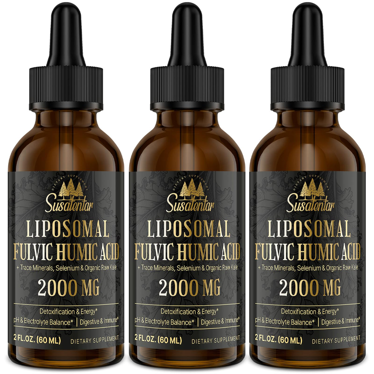 2000 mg Liposomal Fulvic + Humic Acid & Trace Minerals – More Potent Than Shilajit | Energy, Digestion, Immunity | 6 oz