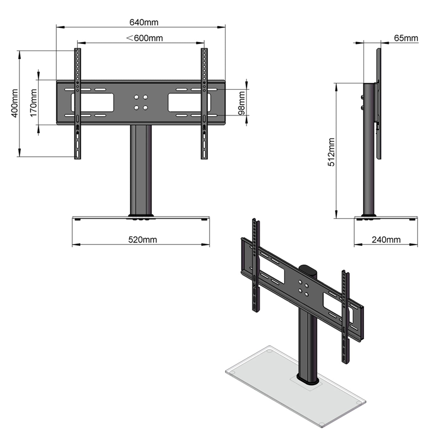 32-55" Wall Mount TV Mount Bracket TSD800 with Column
