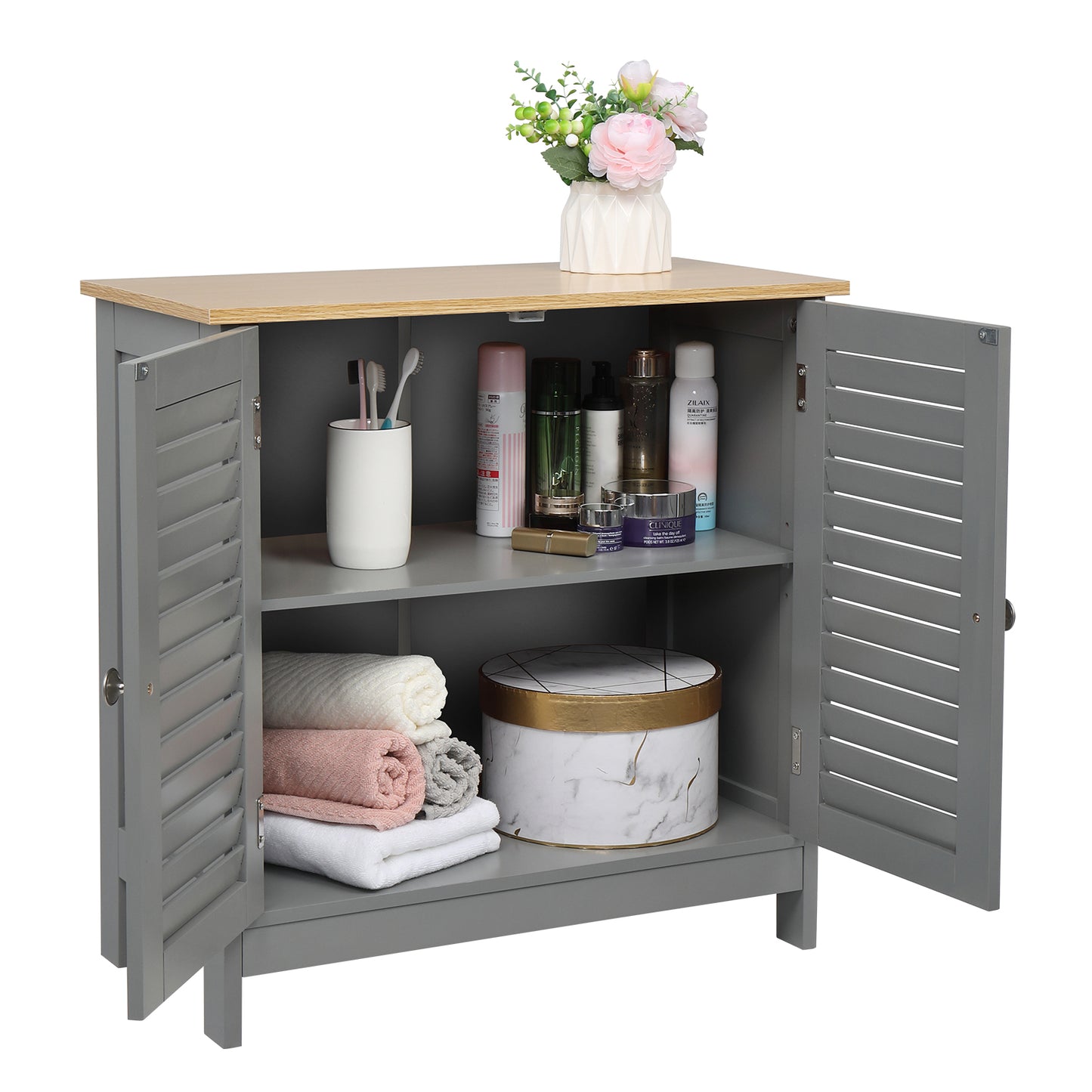 2 Hundred Page Doors MDF Spray Paint Bathroom Cabinet Gray