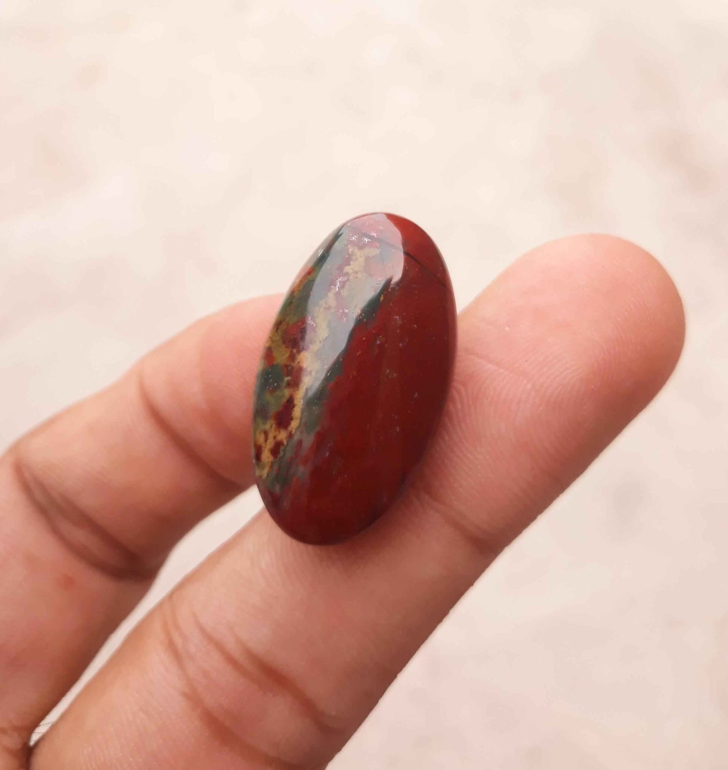 28.5ct Natural High Quality Blood Stone - Heliotrope - Dimension-29mm x 17mm
