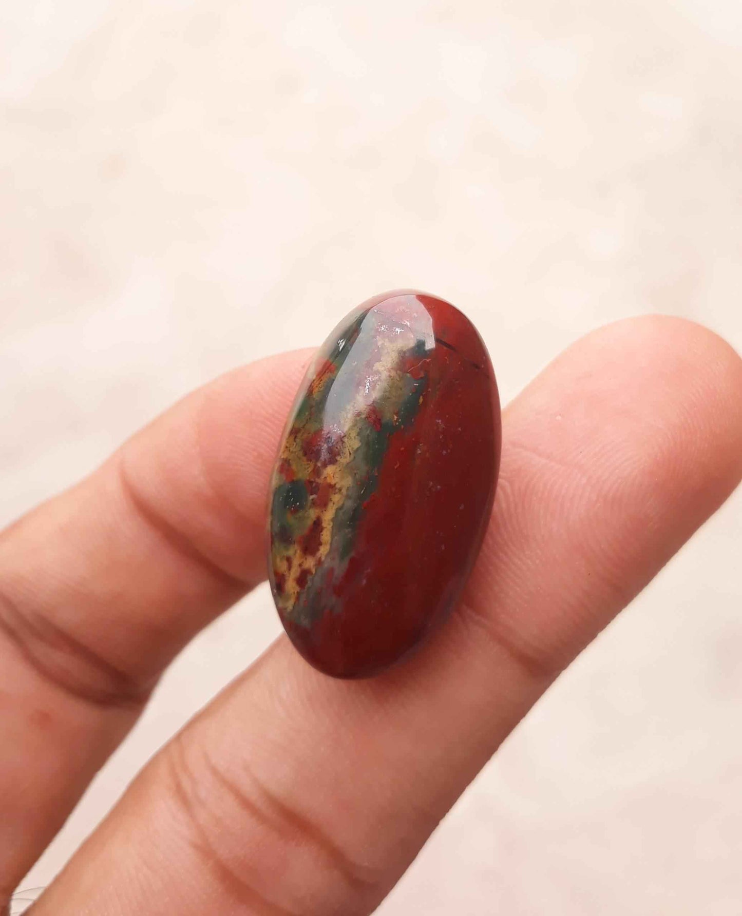 28.5ct Natural High Quality Blood Stone - Heliotrope - Dimension-29mm x 17mm