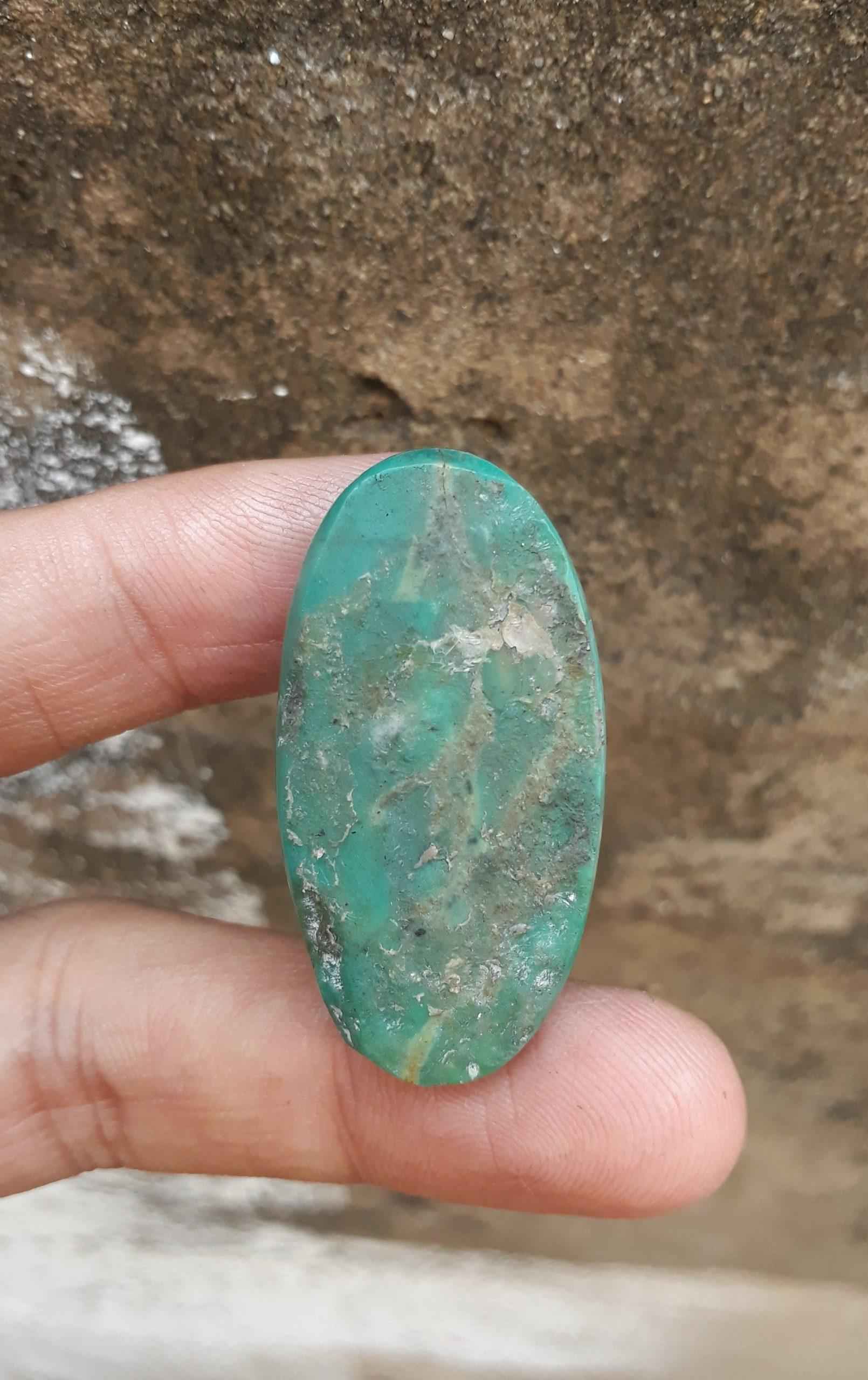 43ct Morenci Turquoise - Natural Green Matrix Turquoise - Shajri Feroza - Dimension - 41x22mm