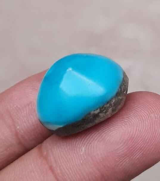 Natural Certified Turquoise - Blue Matrix Turquoise - Shajri Feroza-32ct-20x18mm