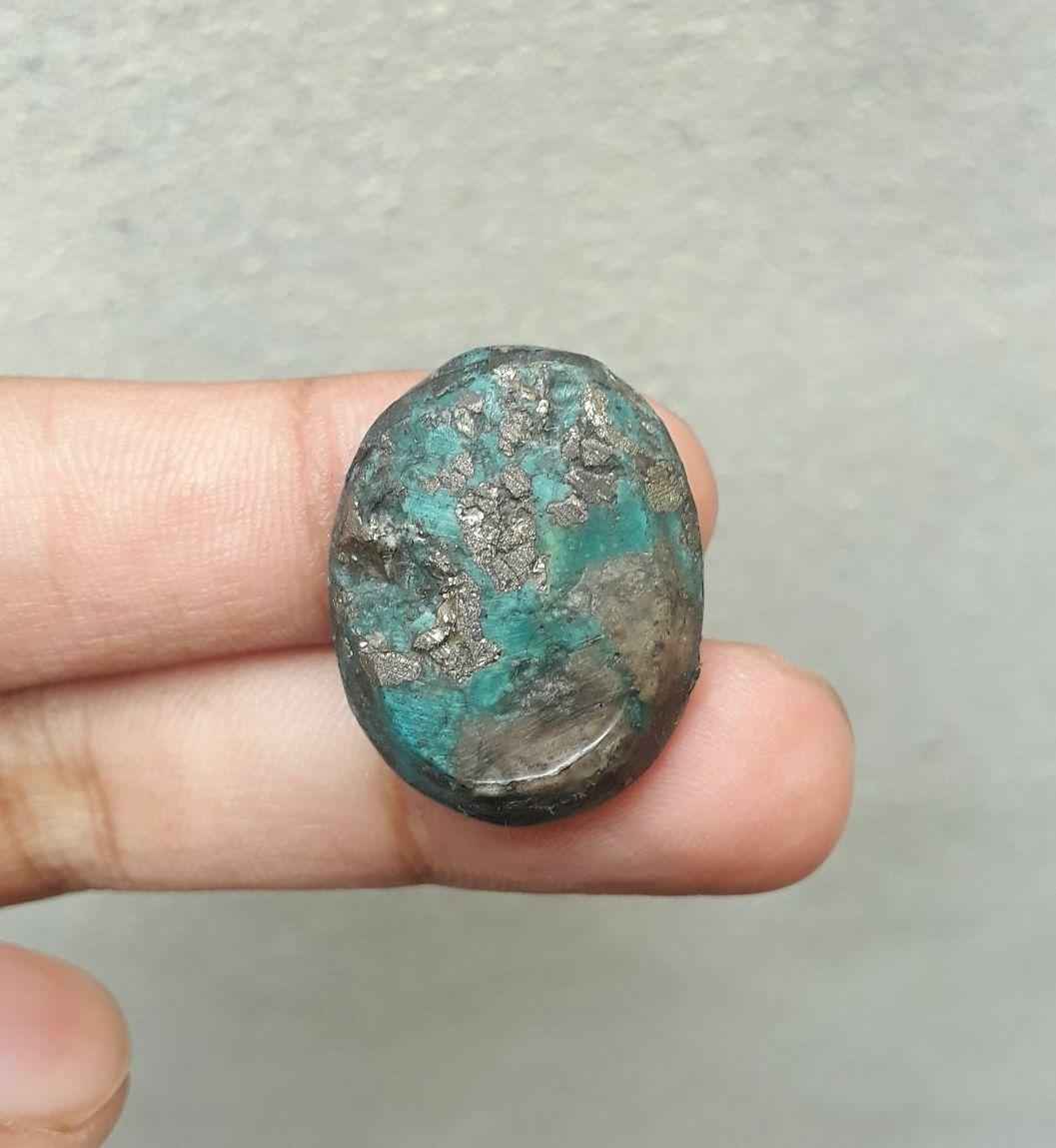 Natural Turquoise with Pyrite - Blue Matrix Turquoise - Shajri Feroza- 56ct-28x22mm