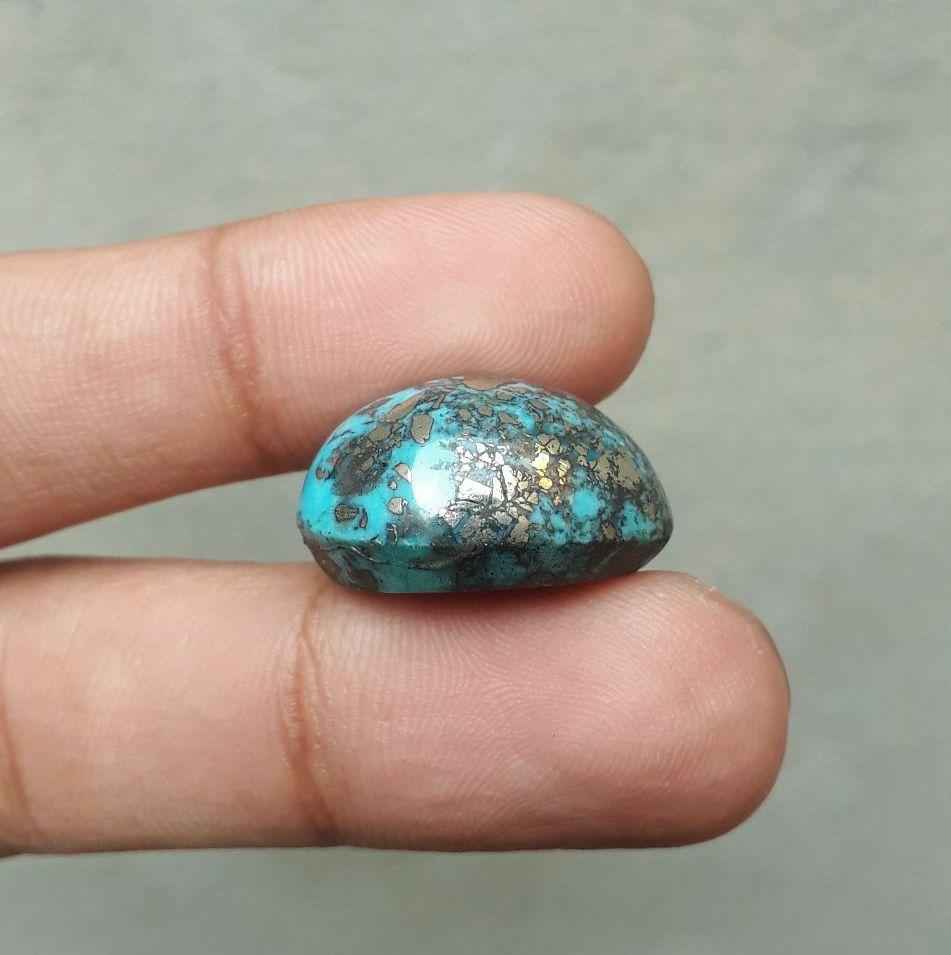 Natural Turquoise with Pyrite - Blue Matrix Turquoise - Shajri Feroza- 49ct-22x18mm