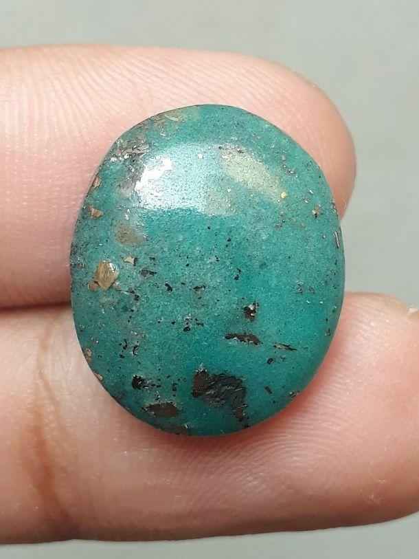 Natural Turquoise with Pyrite - green Matrix Turquoise - Shajri Feroza- 17ct-16x20mm