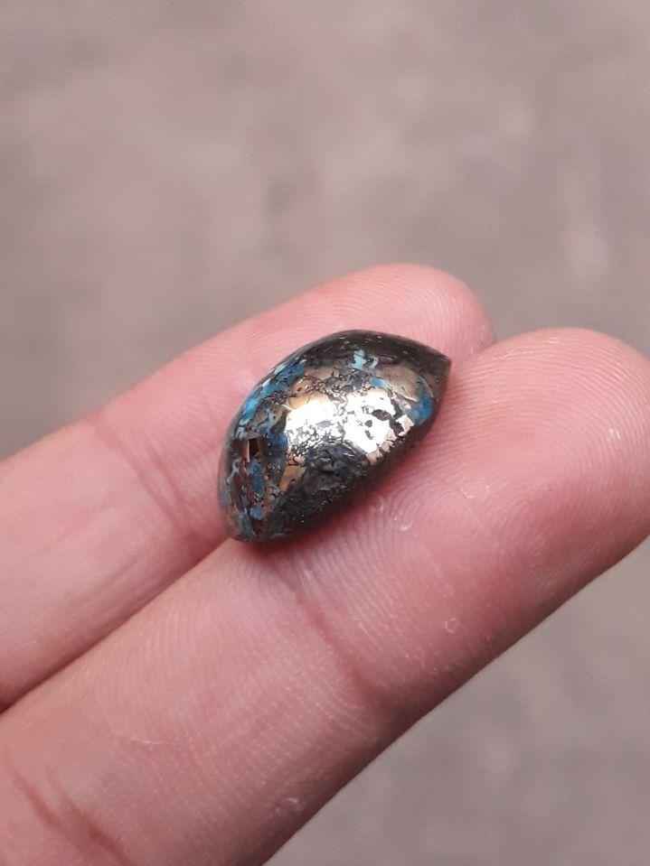 Natural Turquoise with Pyrite - Blue Matrix Turquoise - Shajri Feroza- 23ct-19x15mm