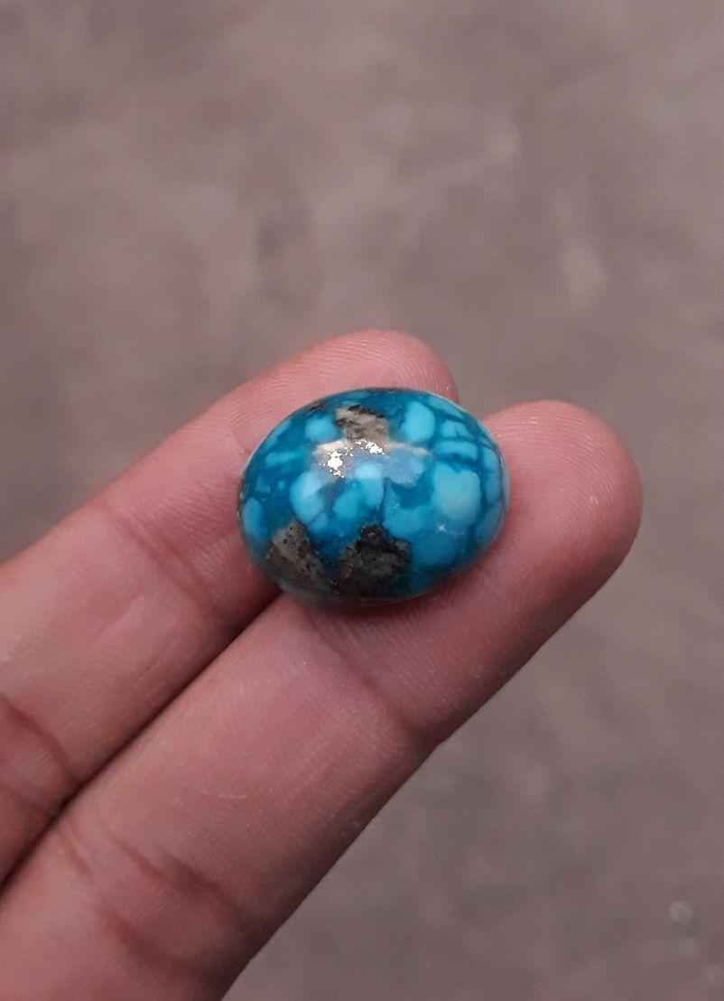 Natural Turquoise with Pyrite - Blue Matrix Turquoise - Shajri Feroza- 28ct-20x16mm