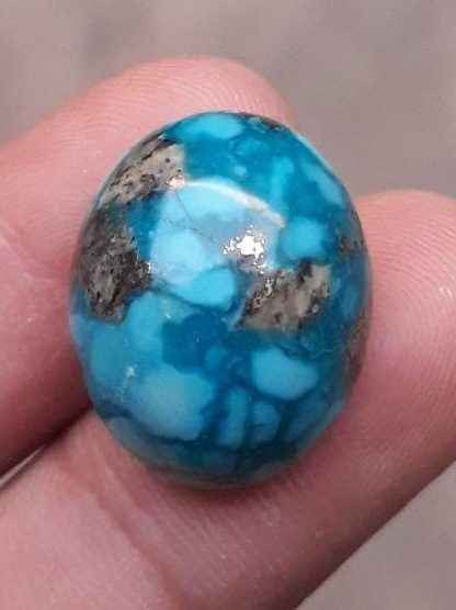 Natural Turquoise with Pyrite - Blue Matrix Turquoise - Shajri Feroza- 28ct-20x16mm