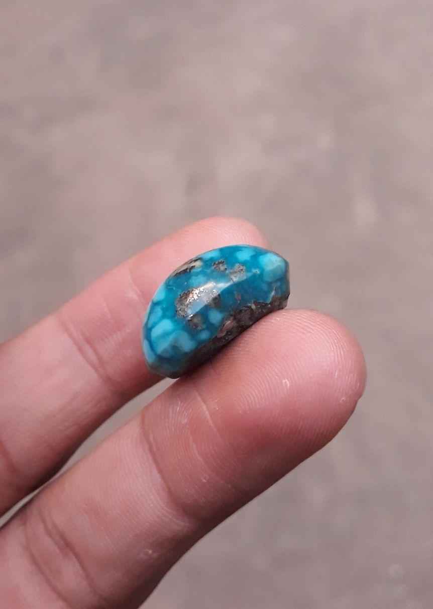 Natural Turquoise with Pyrite - Blue Matrix Turquoise - Shajri Feroza- 28ct-20x16mm