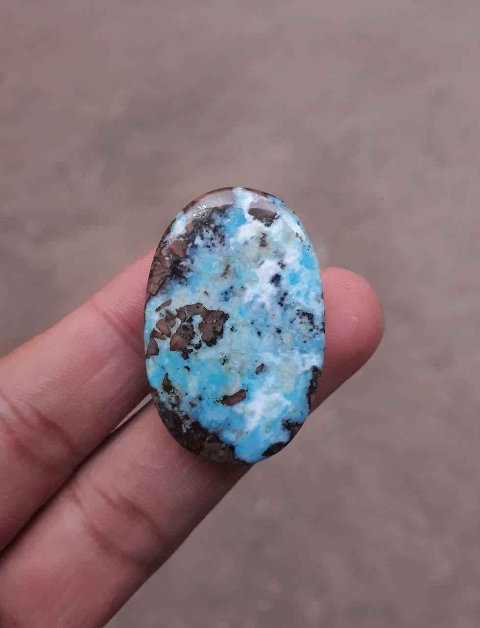 Natural Turquoise with Pyrite - Blue Matrix Turquoise - Shajri Feroza- 51ct-39x25mm