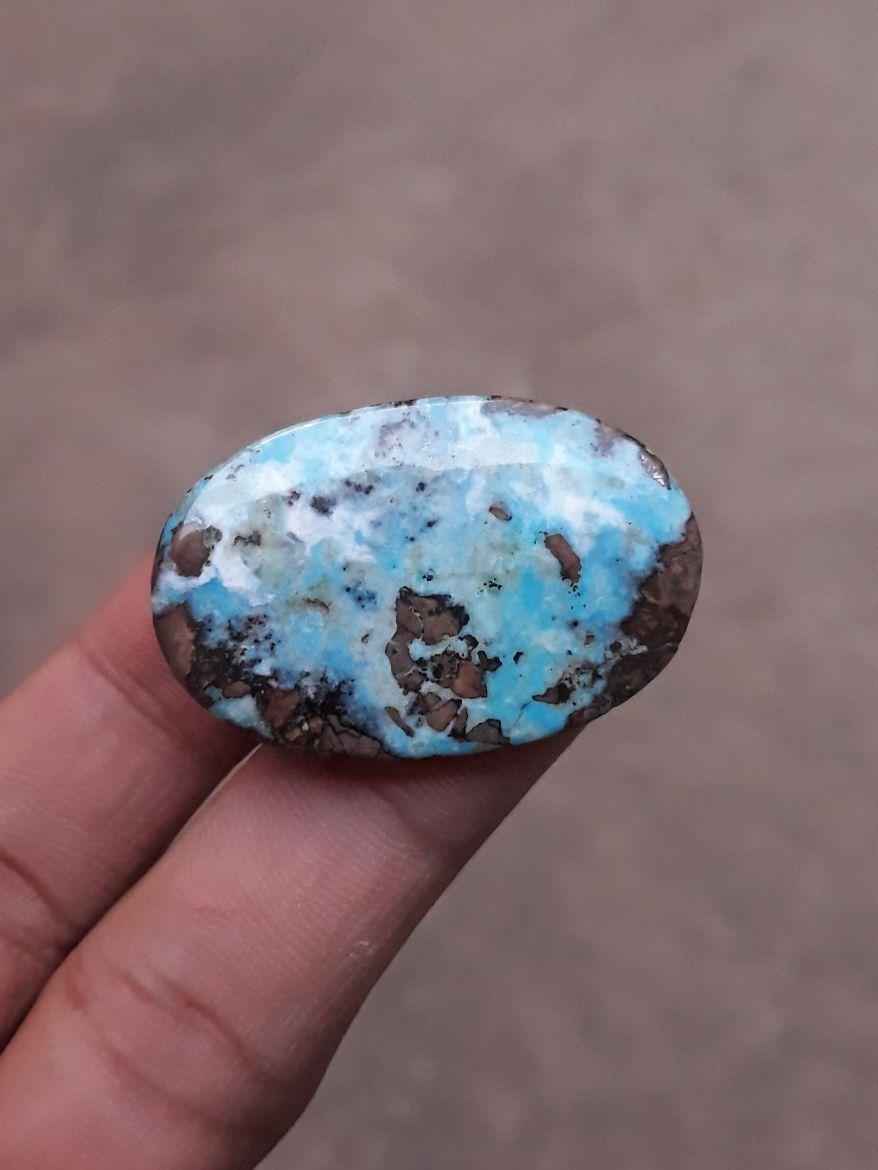 Natural Turquoise with Pyrite - Blue Matrix Turquoise - Shajri Feroza- 51ct-39x25mm