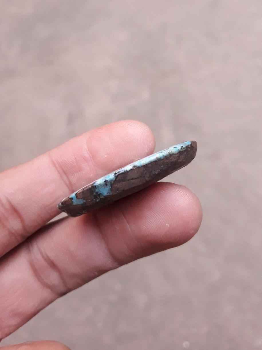 Natural Turquoise with Pyrite - Blue Matrix Turquoise - Shajri Feroza- 51ct-39x25mm
