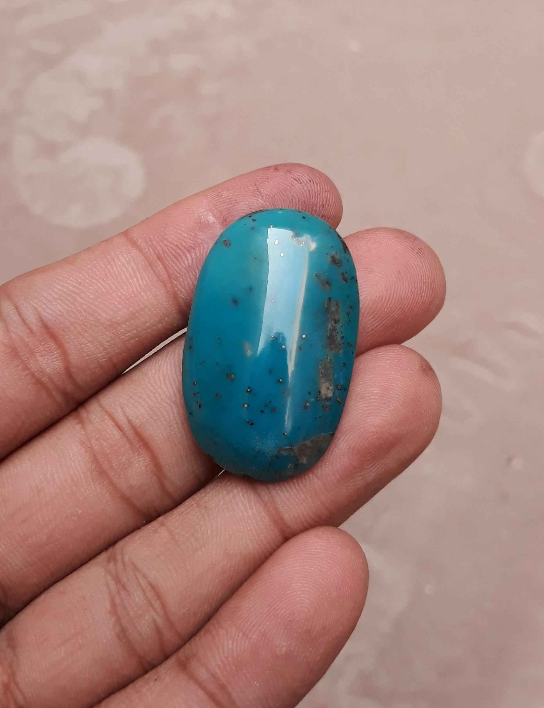 Natural Turquoise with Pyrite - Blue Matrix Turquoise - Shajri Feroza-36ct-36x22mm