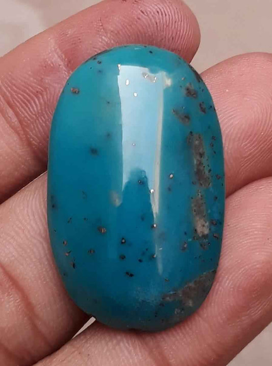 Natural Turquoise with Pyrite - Blue Matrix Turquoise - Shajri Feroza-36ct-36x22mm
