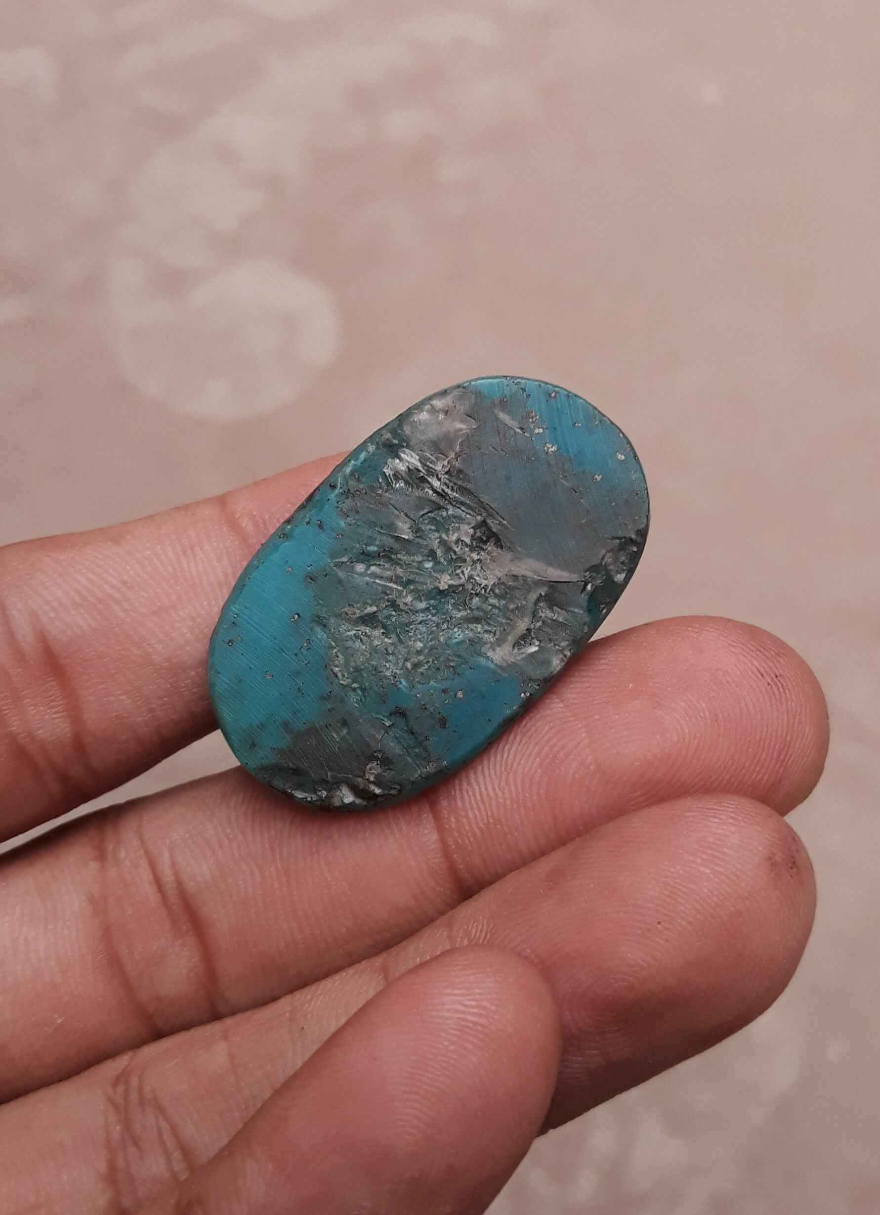 Natural Turquoise with Pyrite - Blue Matrix Turquoise - Shajri Feroza-36ct-36x22mm