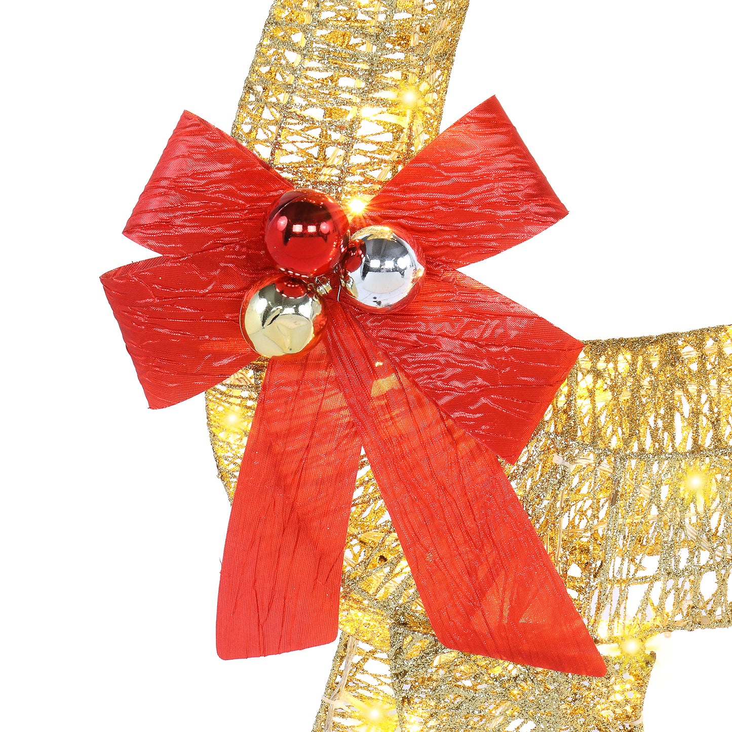 74*20*120cm 30.00V 3.60W Golden Elk Deer Sled Iron Frame Cotton Thread Green Onion Powder Courtyard Elk Decoration