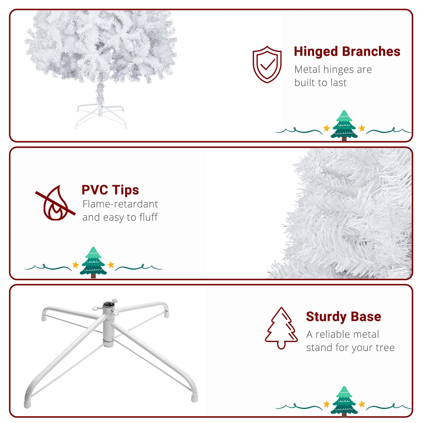 6FT Iron Leg White Christmas Tree with 400 Branches