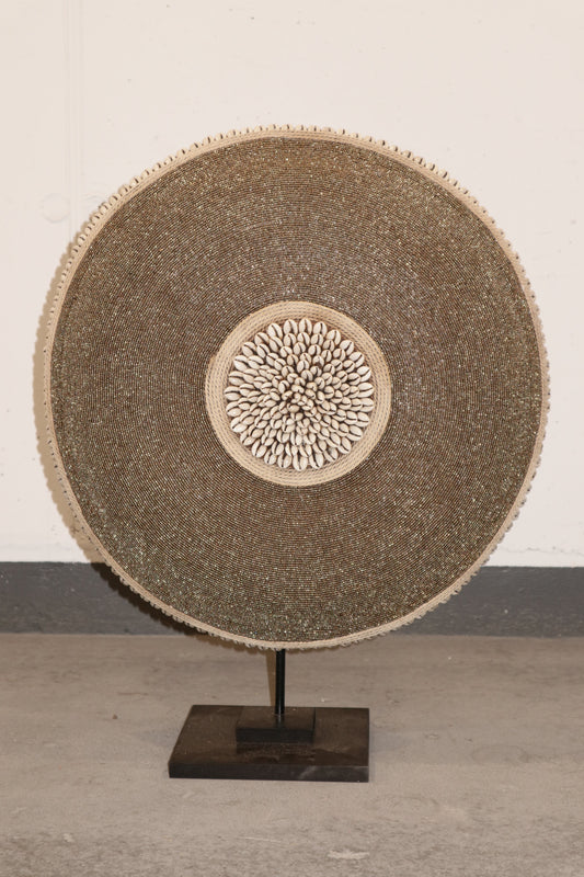 Cameroon Beaded Shield - L - 55cm Gold 09