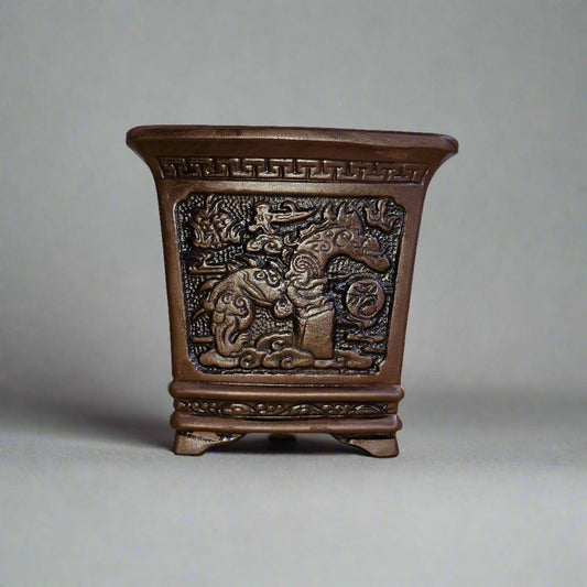 25cm Premium Unglazed Bonsai Pot | Cascade | 25cm x 25cm x 23cm | Brown