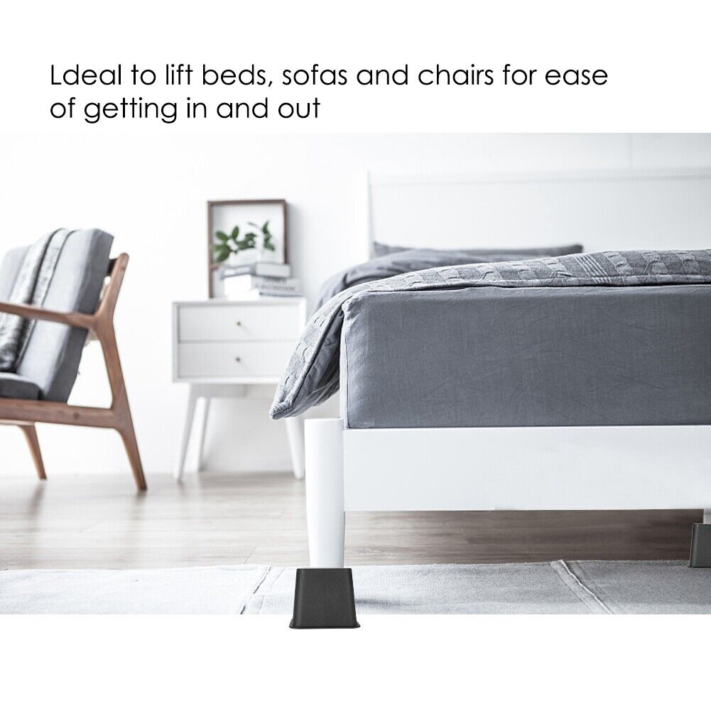 4X 3" Heavy Duty Bed Chair Risers Feet Leg Lift Furniture Extra Raisers Stand UK