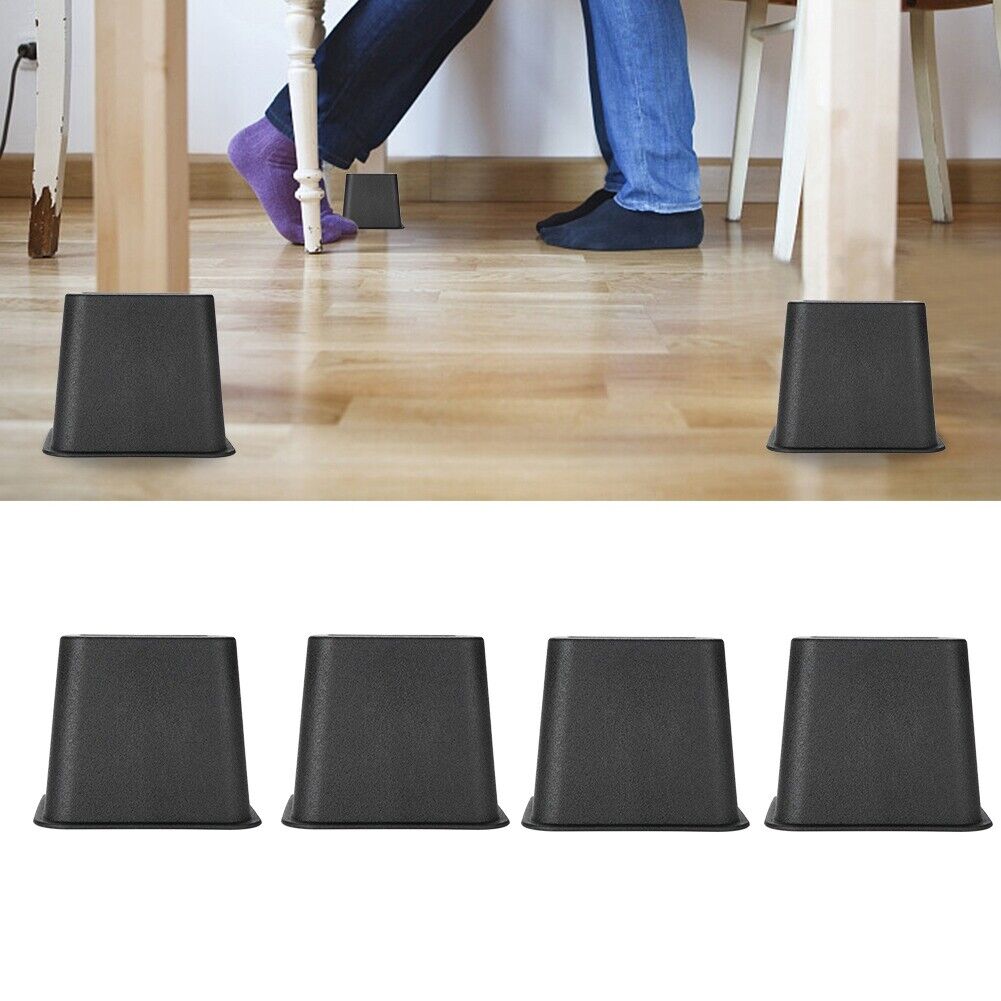 4X 3" Heavy Duty Bed Chair Risers Feet Leg Lift Furniture Extra Raisers Stand UK