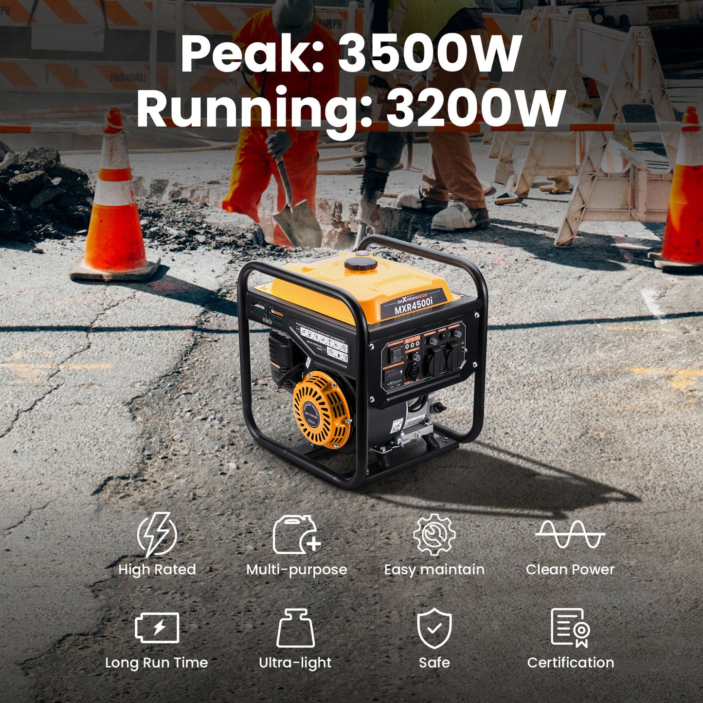 3500w Inverter Petrol Generator 4 Stroke Engine for Camping 26KG Lightweight