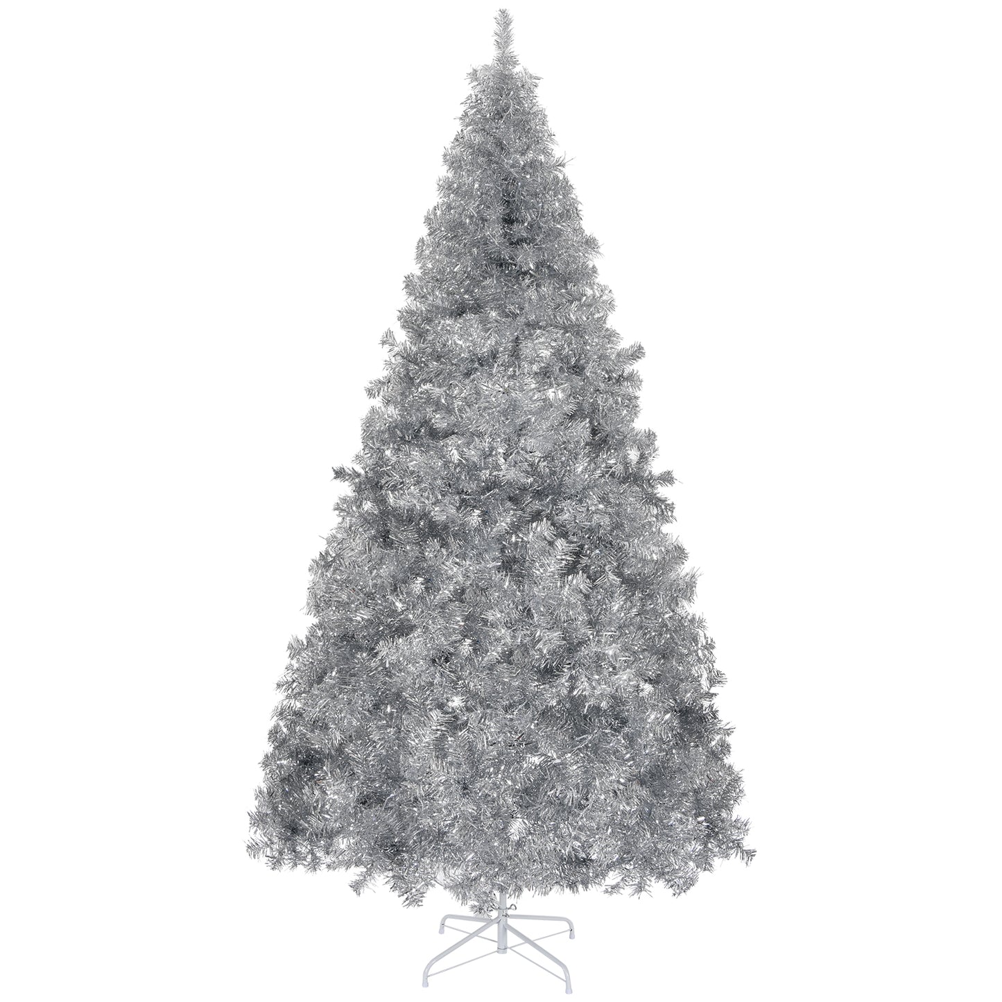 7 FT Artificial Christmas Tree, Unlit Christmas Pine Tree with 1150 Branch Tips and Sturdy Metal Stand for Office Home Store Party Holiday Decor, Silver