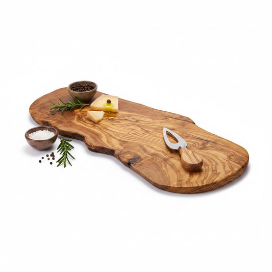 Handmade Olive Wood Long Freeform Serving Board | Live Edge Cheese Charcuterie & Grazing Platter Board | Beautiful Natural Grain | 20–50 cm