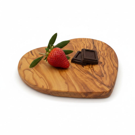Handmade Olive Wood Heart Shaped Cutting Board | Romantic Gift Cheese & Serving Board | Natural Grain | 20 cm · 25 cm · 30 cm