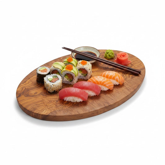 Handmade Oval Olive Wood Cutting Board | Elegant Charcuterie Cheese & Fruit Serving Board | Natural Grain | 20–40 cm