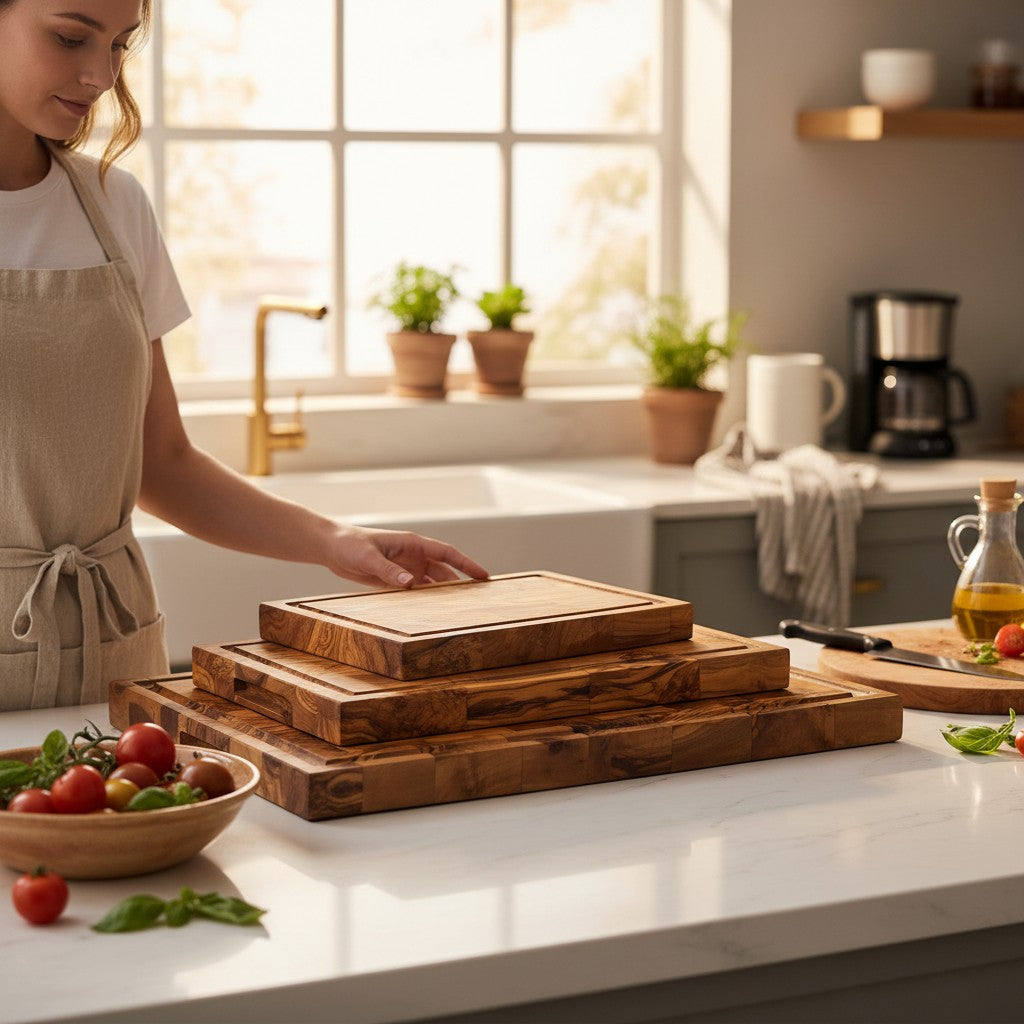 End Grain Olive Wood Cutting Board with Juice Groove