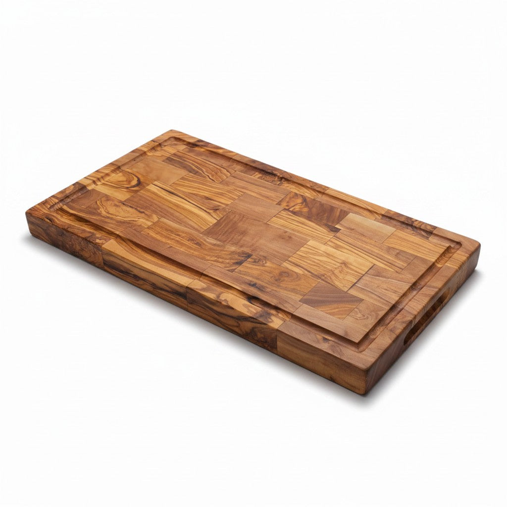 End Grain Olive Wood Cutting Board with Juice Groove