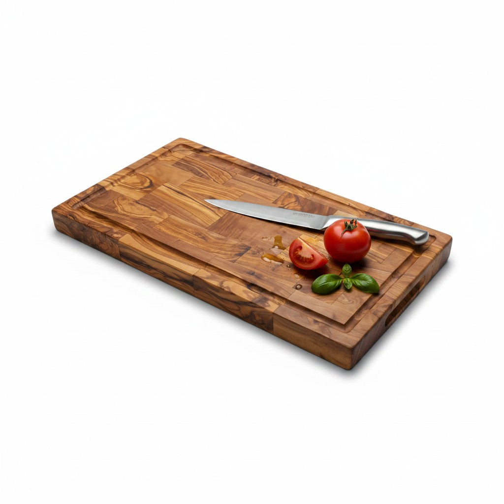 End Grain Olive Wood Cutting Board with Juice Groove