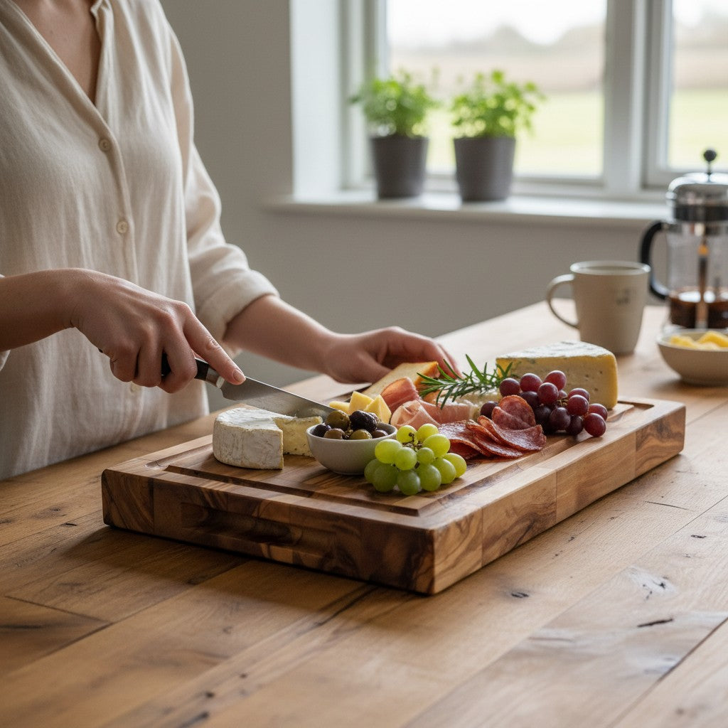 End Grain Olive Wood Cutting Board with Juice Groove