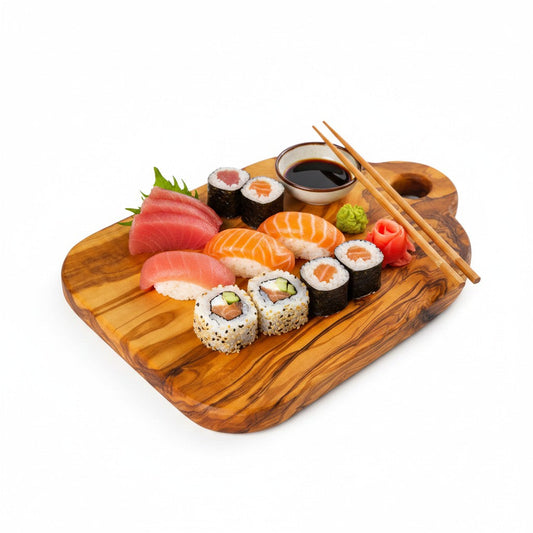 Handmade Olive Wood Mini Charcuterie Board with Handle | Small Cheese & Antipasti Serving Board | Natural Grain | 25 cm