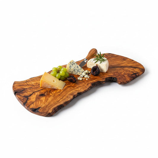 Handmade Olive Wood Large Live Edge Serving Board | Freeform Sushi Charcuterie & Sharing Platter Board | Unique Natural Grain | 40–70 cm