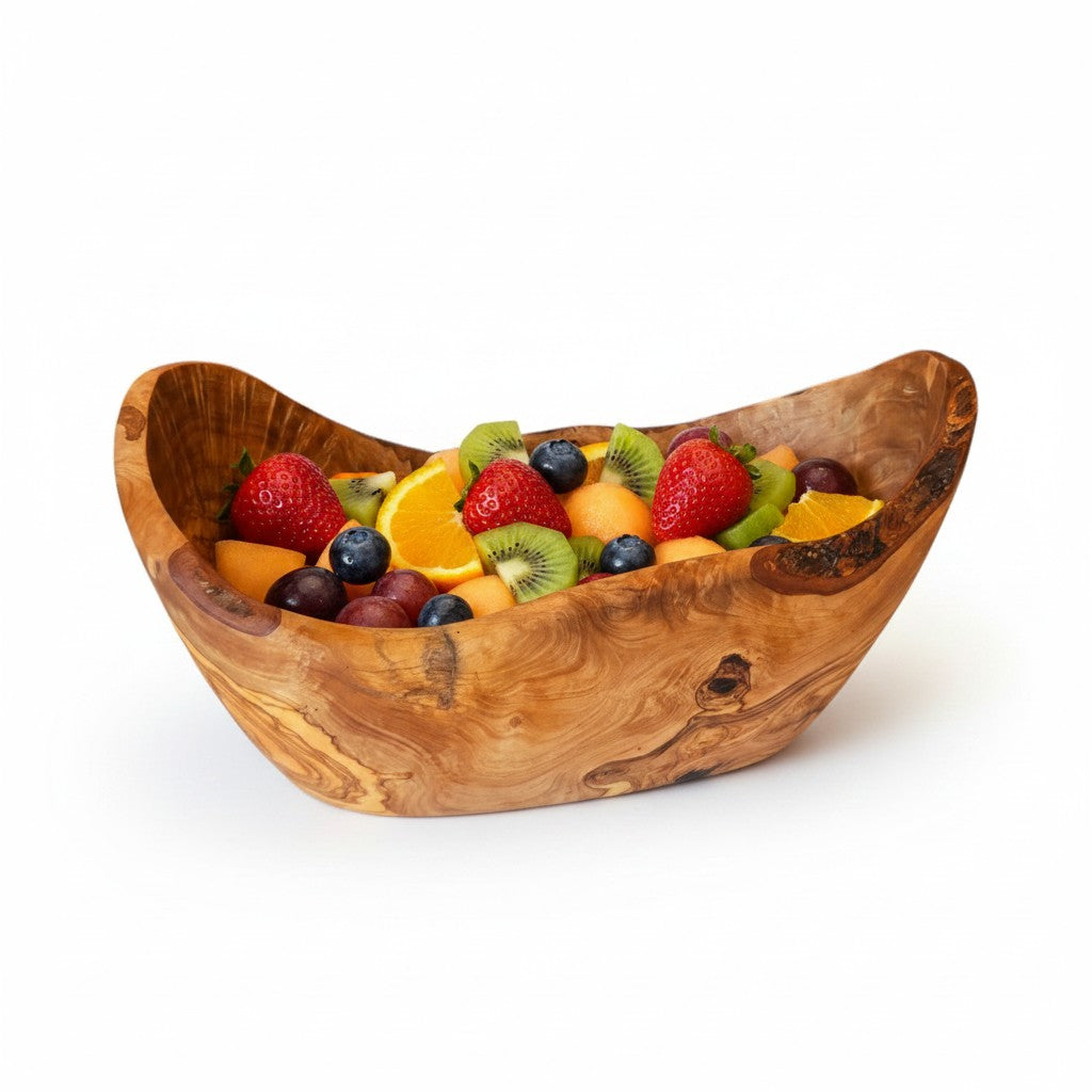 Hand-Carved Olive Wood Salad Bowl – 20–45 cm Rustic Serving Bowl