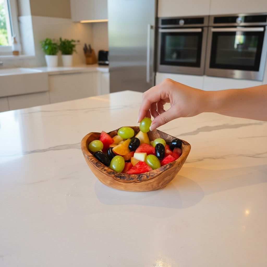 Hand-Carved Olive Wood Salad Bowl – 20–45 cm Rustic Serving Bowl