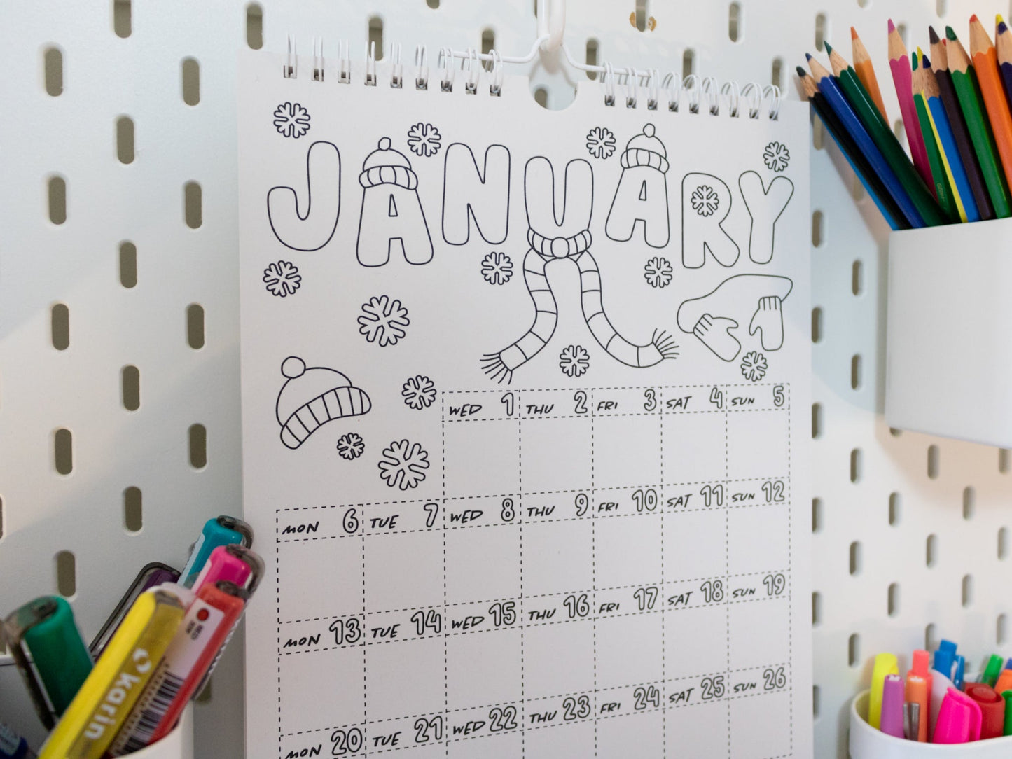 2026 Colouring Wall Calendar with Journal Prompts