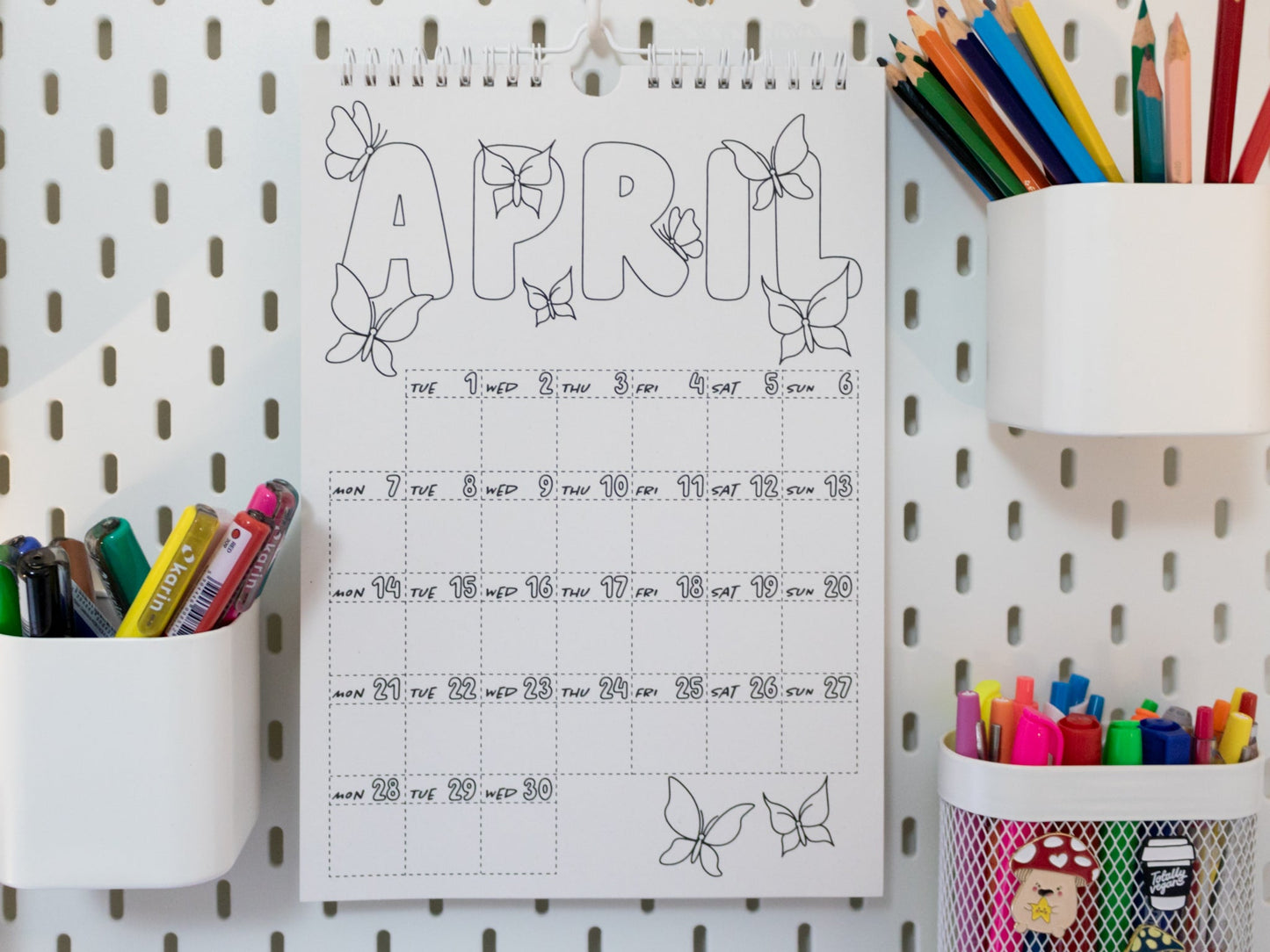 2026 Colouring Wall Calendar with Journal Prompts