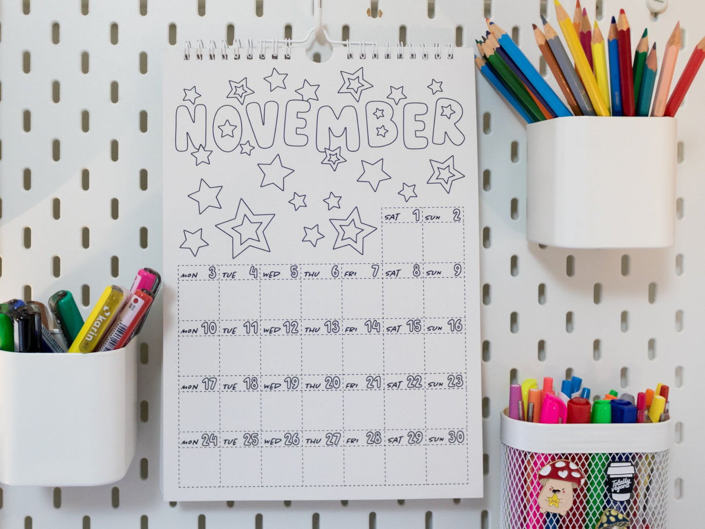 2026 Colouring Wall Calendar with Journal Prompts