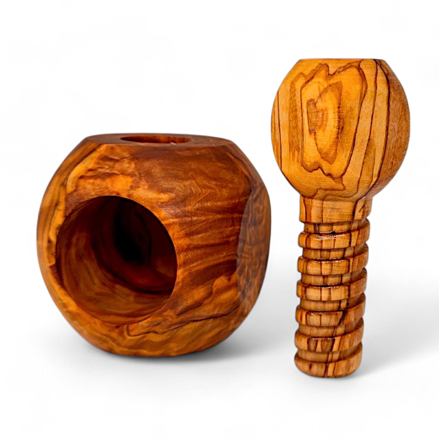 Olive Wood Mushroom Nutcracker | Wooden Screw Thread Manual Nut Breaker Tool